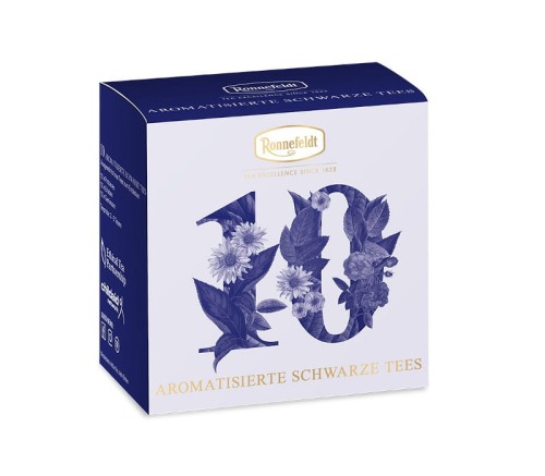 Zestaw próbek 10 liściastych czarnych aromatyzowanych herbat Ronnefeldt