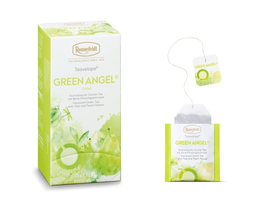 Zielona herbata z gruszką i brzoskwinią Ronnefeldt | Green Angel | opakowanie + saszetka